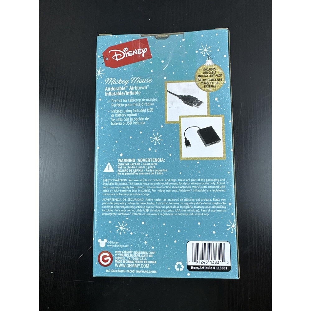 Disney Christmas‎ Mickey Mouse Airdorable Airblown 23.6 Inch Inflatable - Picture 2 of 6